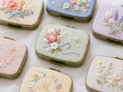 Hand Embroidered Floral Jewelry Box, Personalized Linen Ring Box, Vintage Mini Keepsake Case, Bridesmaid Gift, Wedding Ring Holder