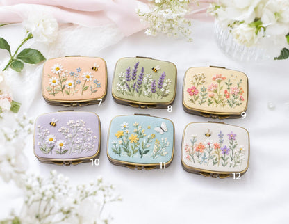 Hand Embroidered Floral Jewelry Box, Personalized Linen Ring Box, Vintage Mini Keepsake Case, Bridesmaid Gift, Wedding Ring Holder