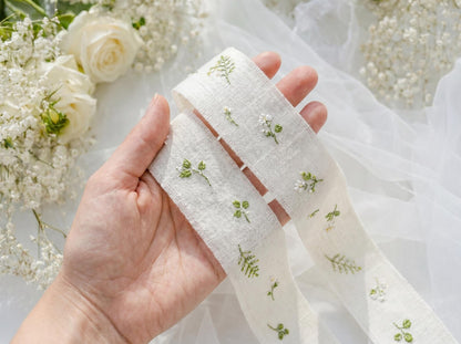 Personalized Botanical Wedding Ring Pillow Set, Embroidered Ring Bearer Pillow, Sachet Bag, Linen Ribbon, Custom Bridal Keepsake Box Gift