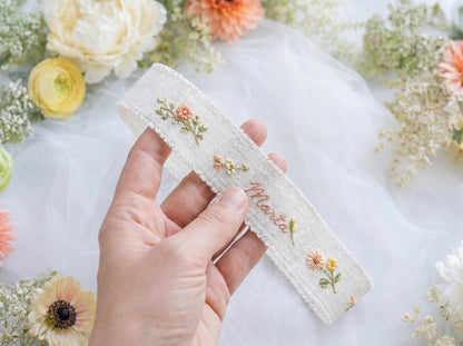 Personalized Floral Wedding Ring Pillow Set, Embroidered Ring Bearer Pillow, Ribbon and Sachet Bag, Bridal Keepsake Gift for Bride and Groom