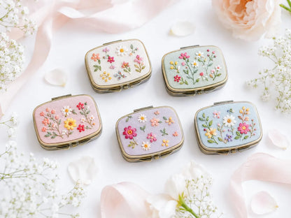 Hand Embroidered Floral Jewelry Box, Personalized Linen Ring Box, Vintage Mini Keepsake Case, Bridesmaid Gift, Wedding Ring Holder