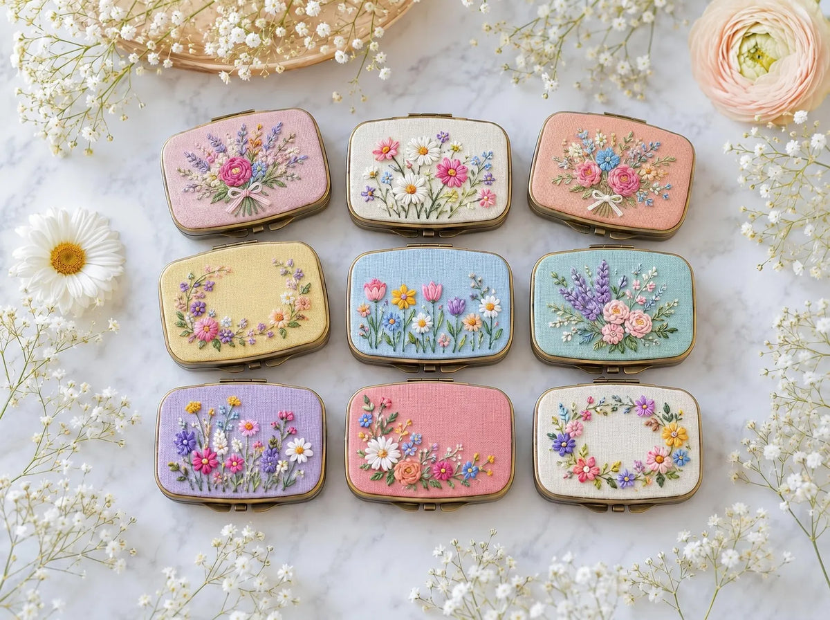 Hand Embroidered Floral Jewelry Box, Personalized Linen Ring Box, Vintage Mini Keepsake Case, Bridesmaid Gift, Wedding Ring Holder