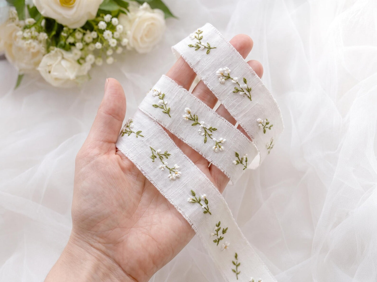 Personalized Wedding Handmade Embroidery Gift Set, Custom Ring Bearer Pillow, Linen Pouch, Ribbon Flower Box, Personalized Handmade Bridal