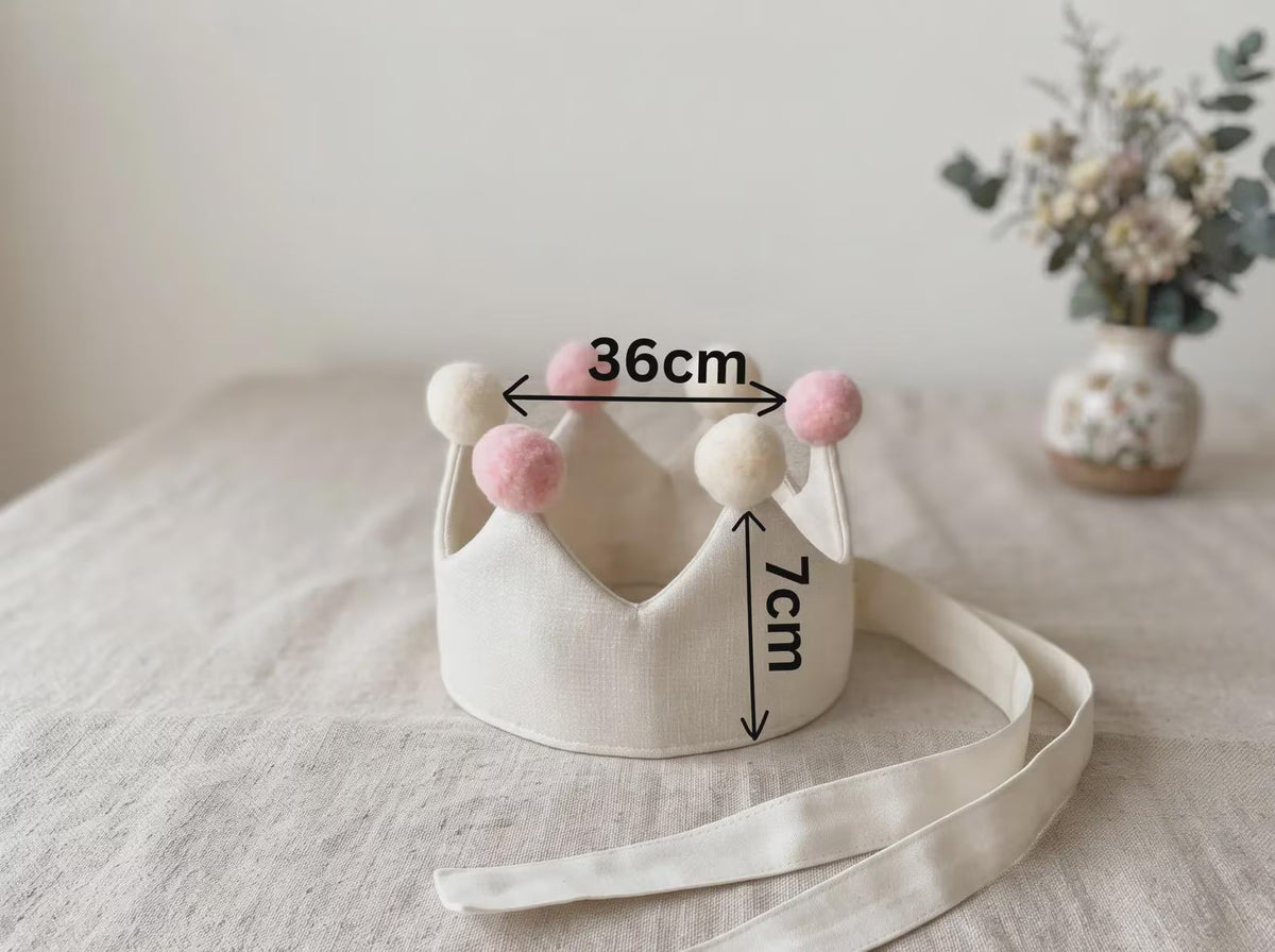 Personalized Construction Birthday Crown, Hand Embroidered Linen Party Hat, Custom Name and Age, First Birthday Gift for Little Boy Keepsake