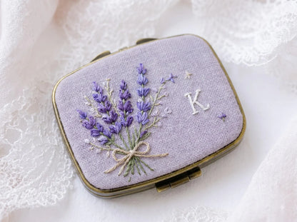 Hand Embroidered Floral Jewelry Box, Personalized Linen Ring Box, Vintage Mini Keepsake Case, Bridesmaid Gift, Wedding Ring Holder