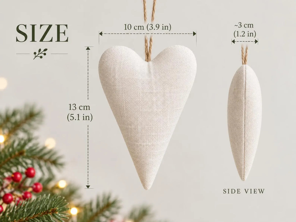 Personalized Embroidered Christmas Heart Ornament – Cozy Winter Cabin with Snowy Mountains & Skiers Linen, Christmas Gift Decoration