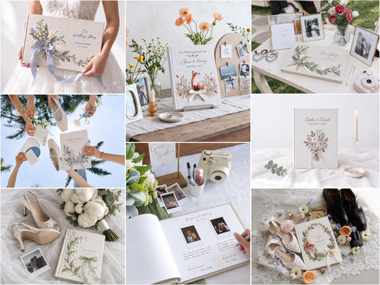 Custom Hand Embroidered Lily of the Valley Ring Bearer Wedding Guest Book, Linen Photo Album, Personalized Memory Book, Bridal Keepsake Gift