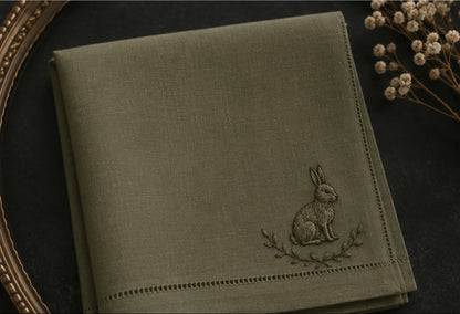 Personalized Hare Handkerchief, Custom Embroidered Handkerchief